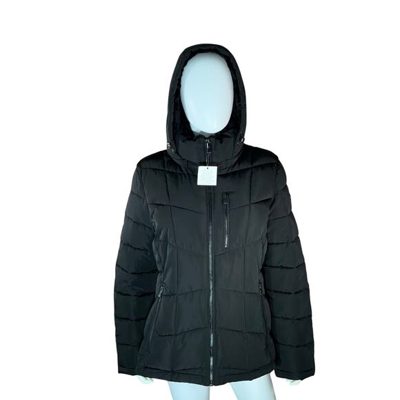 Calvin Klein Faux-Fur-Lined Hooded Puffer Coat, LARGE NWT - Picture 1 of 5